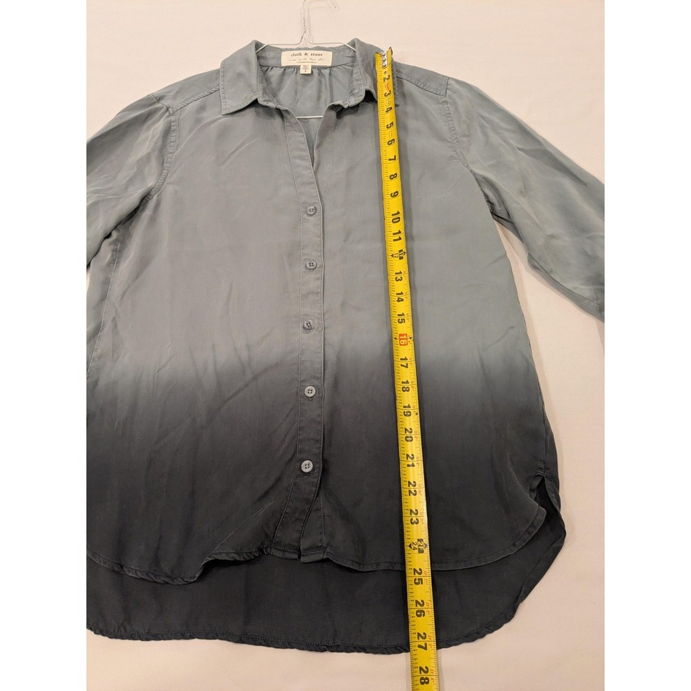 Cloth & Stone Shirt Women S Gray Ombre Button Up Tencel Tunic Anthropologie EUC - Picture 10 of 12